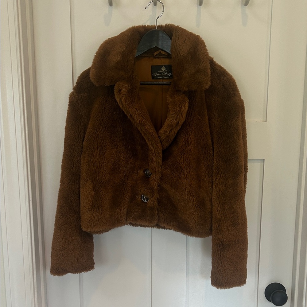 Free People Brown Faux Fur Coat